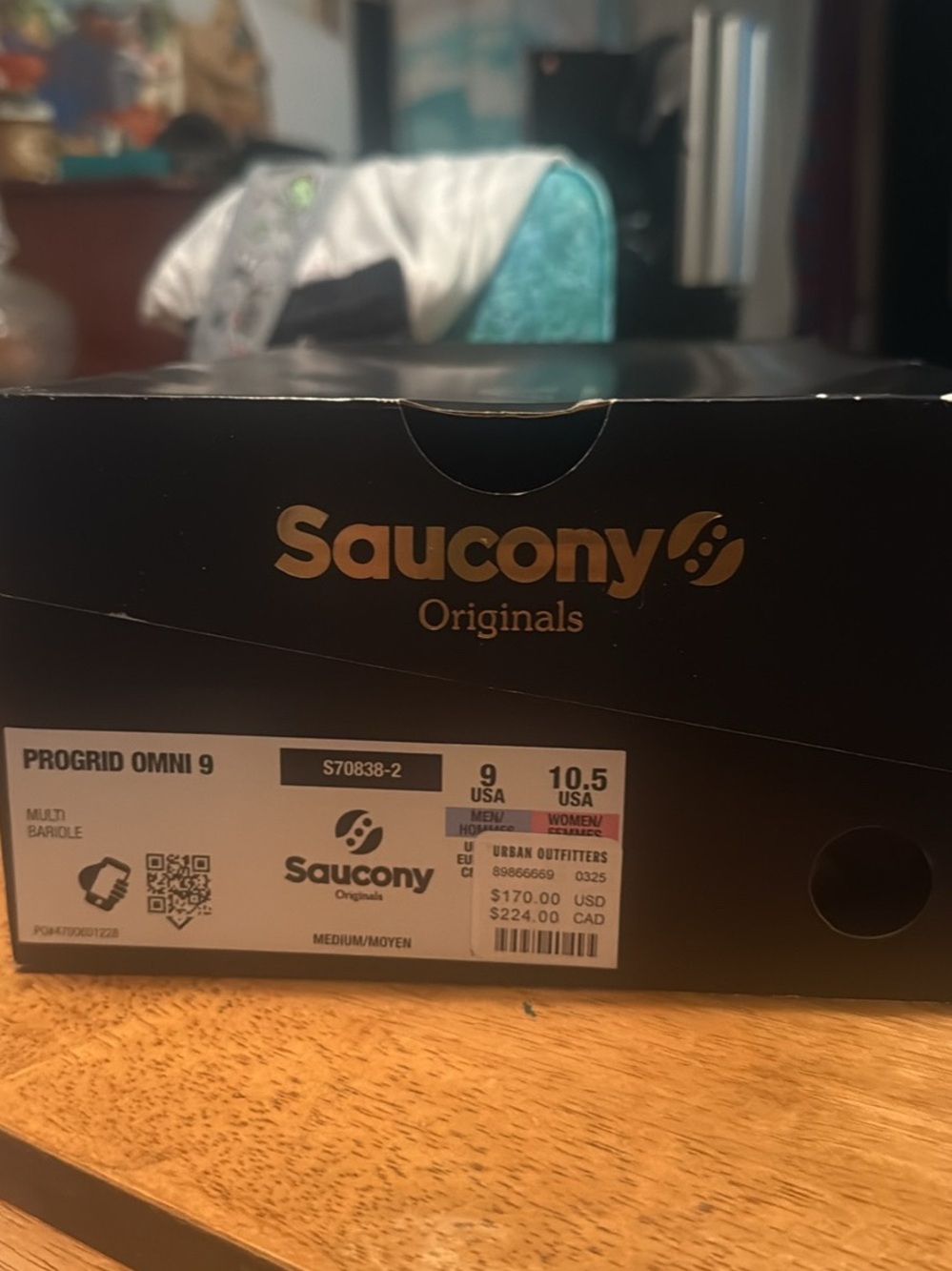 Saucony Black and Gold Originals Shoe Box